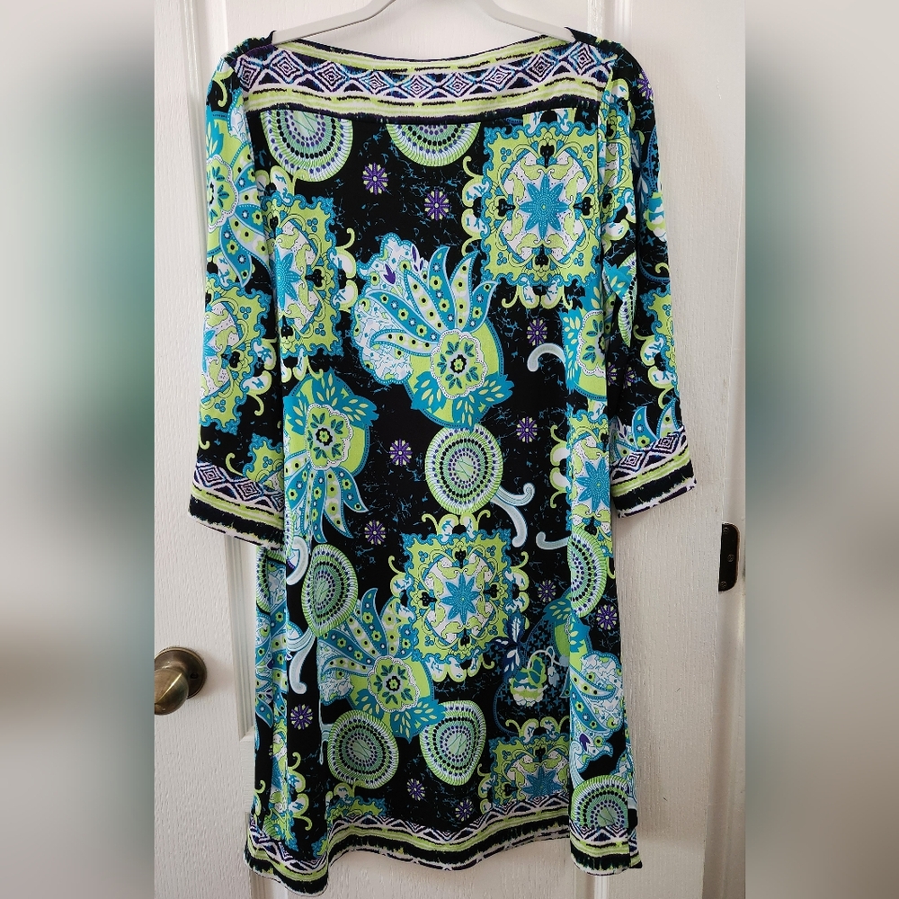 Cato Boat Neck 3/4 Sleeve Summer Shift Dress Size L